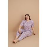 Pijamerry Kadın Büyük Beden Dantel Yaka Bambu Kısa Kol İnce Pijama Takımı 5901 - 1 Adet