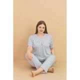 Pijamerry Kadın Büyük Beden Dantel Yaka Bambu Kısa Kol İnce Pijama Takımı 5929 - 1 Adet 4Xl Gri