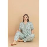 Pijamerry Kadın Büyük Beden Dantel Yaka Bambu Kısa Kol İnce Pijama Takımı 5930 - 1 Adet Yeşil 2Xl