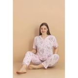 Pijamerry Kadın Büyük Beden Dantel Yaka Bambu Kısa Kol İnce Pijama Takımı 5989 - 1 Adet 4Xl Pembe