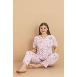 Pijamerry Kadın Büyük Beden Dantel Yaka Bambu Kısa Kol İnce Pijama Takımı 5989 - 1 Adet