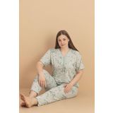 Pijamerry Kadın Büyük Beden Dantel Yaka Bambu Kısa Kol İnce Pijama Takımı 5990 - 1 Adet