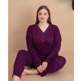 Pijamerry Kadın Büyük Beden Dantel Yaka Bambu Uzun Kol İnce Pijama Takımı 5541 - 1 Adet