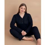 Pijamerry Kadın Büyük Beden Dantel Yaka Bambu Uzun Kol İnce Pijama Takımı 5544 - 1 Adet