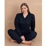 Pijamerry Kadın Büyük Beden Dantel Yaka Bambu Uzun Kol İnce Pijama Takımı 5545 - 1 Adet