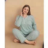 Pijamerry Kadın Büyük Beden Dantel Yaka Bambu Uzun Kol İnce Pijama Takımı 5670 - 1 Adet