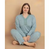 Pijamerry Kadın Büyük Beden Dantel Yaka Bambu Uzun Kol İnce Pijama Takımı 5671 - 1 Adet