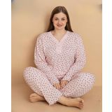 Pijamerry Kadın Büyük Beden Dantel Yaka Bambu Uzun Kol İnce Pijama Takımı 5674 - 1 Adet
