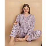 Pijamerry Kadın Büyük Beden Dantel Yaka Bambu Uzun Kol İnce Pijama Takımı 5675 - 1 Adet