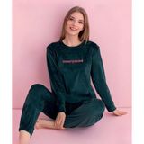 Pijamerry Kadın Kışlık Bisiklet Yaka Kadife Pijama Takımı 3026Y - 1 Adet Yeşil-L