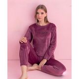 Pijamerry Kadın Kışlık Bisiklet Yaka Kadife Pijama Takımı 3030G - 1 Adet Gül Kurusu-2XL