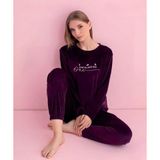Pijamerry Kadın Kışlık Bisiklet Yaka Kadife Pijama Takımı 3040M - 1 Adet Mor-L