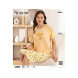Pijamoni Bambu Milan Kumaş Turuncu Renkli Kaprili Kadın Pijama Takımı