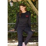 Pijamoni Düğmeli Yaka Uzun Kol Siyah XL Beden Erkek Pijama Takımı 8700