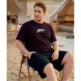 Pijamoni Erkek Battal Bisiklet Yaka Kısa Kol Şortlu Pijama Takımı 6715/3 - 1 Adet Mürdüm 3Xl