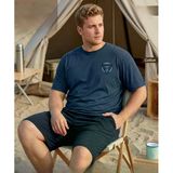 Pijamoni Erkek Battal Bisiklet Yaka Kısa Kol Şortlu Pijama Takımı 6715/6 - 1 Adet Lacivert 3Xl