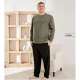 Pijamoni Erkek Battal Bisiklet Yaka Penye Uzun Kol Pijama Takımı 6700/1 - 1 Adet 4Xl Haki