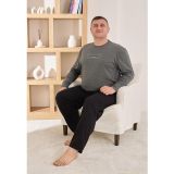 Pijamoni Erkek Battal Bisiklet Yaka Penye Uzun Kol Pijama Takımı 6700/3 - 1 Adet
