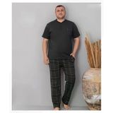 Pijamoni Erkek Battal Düğme Yaka Penye Kısa Kol Pijama Takımı 6730/4 - 1 Adet Siyah 3Xl
