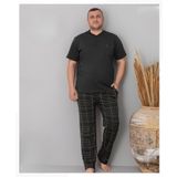 Pijamoni Erkek Battal Düğme Yaka Penye Kısa Kol Pijama Takımı 6730/4 - 1 Adet