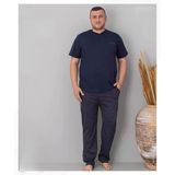 Pijamoni Erkek Battal Düğme Yaka Penye Kısa Kol Pijama Takımı 6730/6 - 1 Adet Lacivert 3Xl