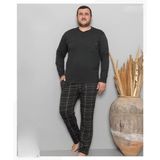 Pijamoni Erkek Battal Düğme Yaka Penye Uzun Kol İnce Pijama Takımı 6720/11 - 1 Adet
