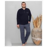 Pijamoni Erkek Battal Düğme Yaka Penye Uzun Kol Pijama Takımı 6720/10 - 1 Adet - Siyah - 4XL