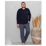Pijamoni Erkek Battal Düğme Yaka Penye Uzun Kol Pijama Takımı 6720/10 - 1 Adet