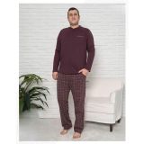Pijamoni Erkek Battal Düğme Yaka Penye Uzun Kol Pijama Takımı 6720/18 - 1 Adet