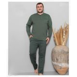 Pijamoni Erkek Battal Düğme Yaka Penye Uzun Kol Pijama Takımı 6720/7 - 1 Adet Yeşil