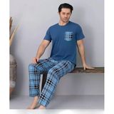 Pijamoni Erkek Bisiklet Yaka Kısa Kol İnce Pijama Takımı 6163/10 - 1 Adet 2Xl Mavi