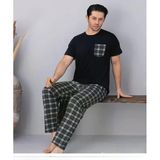 Pijamoni Erkek Bisiklet Yaka Kısa Kol İnce Pijama Takımı 6163/7 - 1 Adet Siyah L