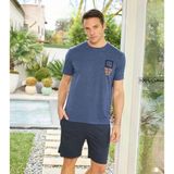 Pijamoni Erkek Bisiklet Yaka Kısa Kol Şortlu Pijama Takımı 6170/34 - 1 Adet M Mavi