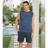 Pijamoni Erkek Bisiklet Yaka Kolsuz Şortlu Pijama Takımı 6180/8 - 1 Adet M Mavi