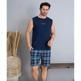 Pijamoni Erkek Bisiklet Yaka Kolsuz Şortlu Pijama Takımı 6185/2 - 1 Adet L Lacivert