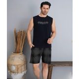 Pijamoni Erkek Bisiklet Yaka Kolsuz Şortlu Pijama Takımı 6185/3 - 1 Adet