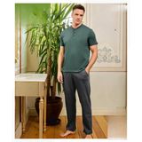 Pijamoni Erkek Düğme Yaka Kısa Kol Penye Pijama Takımı 6880/1 - 1 Adet M Yeşil