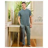 Pijamoni Erkek Düğme Yaka Kısa Kol Pijama Takımı 6850/99 - 1 Adet L Yeşil