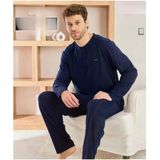 Pijamoni Erkek Düğme Yaka Kışlık Mikrosoft Likralı Pijama Takımı 6410/4 - 1 Adet L Lacivert