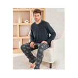 Pijamoni Erkek Düğme Yaka Kışlık Mikrosoft Likralı Pijama Takımı 6410/6 - 1 Adet