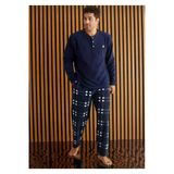 Pijamoni Erkek Düğme Yaka Kışlık Polar Pijama Takımı 6100/13 - 1 Adet Lacivert 2Xl