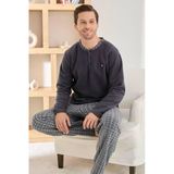 Pijamoni Erkek Düğme Yaka Kışlık Polar Pijama Takımı 6100/14,1 - 1 Adet M Füme