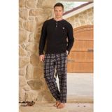Pijamoni Erkek Düğme Yaka Kışlık Polar Pijama Takımı 6100/17- 1 Adet