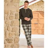 Pijamoni Erkek Düğme Yaka Kışlık Polar Pijama Takımı 6100/5 - 1 Adet Haki-M