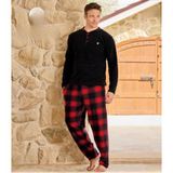 Pijamoni Erkek Düğme Yaka Kışlık Polar Pijama Takımı 6100/7 - 1 Adet Siyah-M