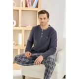 Pijamoni Erkek Düğme Yaka Kışlık Polar Pijama Takımı 6100/7.7 - 1 Adet M Antrasit
