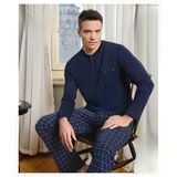 Pijamoni Erkek Düğme Yaka Uzun Kol Mevsimlik Pijama Takımı 6800/12 - 1 Adet L Lacivert