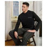 Pijamoni Erkek Düğme Yaka Uzun Kol Mevsimlik Pijama Takımı 6800/14 - 1 Adet Siyah M