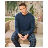 Pijamoni Erkek Düğme Yaka Uzun Kol Mevsimlik Pijama Takımı 6810/18 - 1 Adet M Lacivert