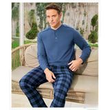 Pijamoni Erkek Düğme Yaka Uzun Kol Mevsimlik Pijama Takımı 6810/19 - 1 Adet L Mavi